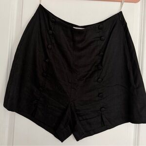Azulu Black High Waist Women's Shorts with Button Detail
